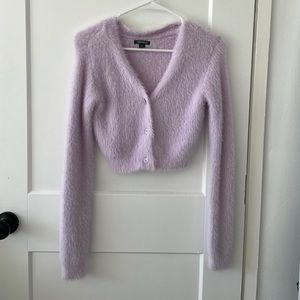 fuzzy cropped lavender sweater (size small)